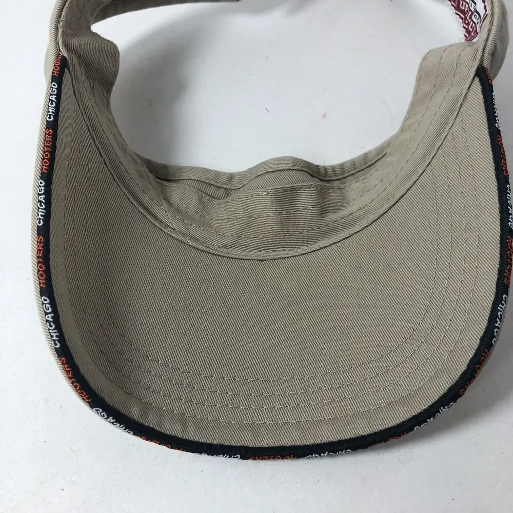 Hooters Visor Hat Strapback American Needle Adjust Tan Chicago Restaurant Owl C3